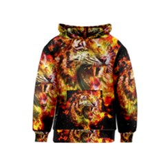 Fire Tiger Kids  Pullover Hoodie by stockimagefolio1