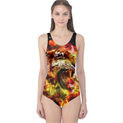 Fire Tiger One Piece Swimsuit by stockimagefolio1