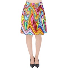 Rainbow Gnarl Swirls Velvet High Waist Skirt by WolfepawFractals