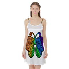 Rainbow Butterfly  Satin Night Slip