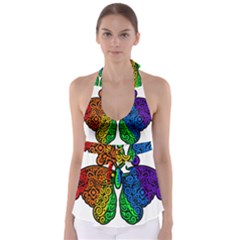 Rainbow Butterfly  Babydoll Tankini Top by Valentinaart