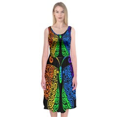 Rainbow butterfly  Midi Sleeveless Dress