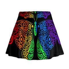 Rainbow butterfly  Mini Flare Skirt