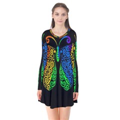 Rainbow butterfly  Flare Dress