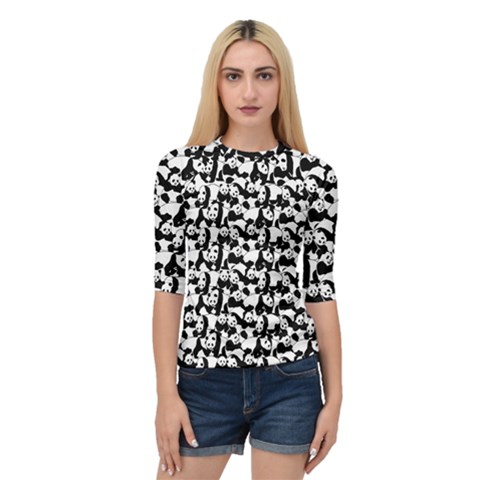 Panda Pattern Quarter Sleeve Raglan Tee by Valentinaart