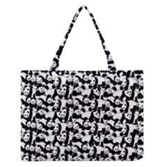 Panda Pattern Zipper Medium Tote Bag