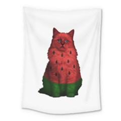 Watermelon Cat Medium Tapestry by Valentinaart