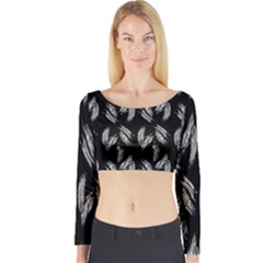 Feather Pattern Long Sleeve Crop Top