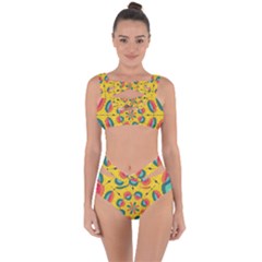 Textured Tropical Mandala Bandaged Up Bikini Set  by linceazul