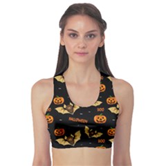 Bat, Pumpkin And Spider Pattern Sports Bra