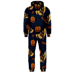 Bat, Pumpkin And Spider Pattern Hooded Jumpsuit (men) 