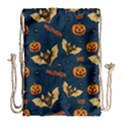 Bat, pumpkin and spider pattern Drawstring Bag (Large) View1