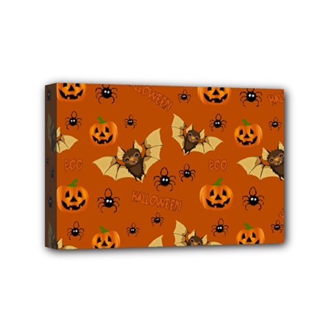 Bat, Pumpkin And Spider Pattern Mini Canvas 6  X 4  by Valentinaart