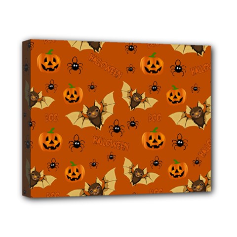 Bat, pumpkin and spider pattern Canvas 10  x 8 