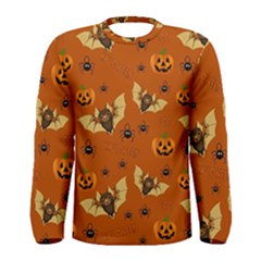 Bat, pumpkin and spider pattern Men s Long Sleeve Tee