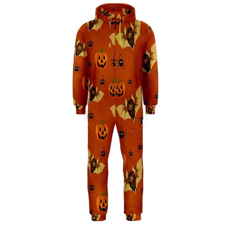 Bat, pumpkin and spider pattern Hooded Jumpsuit (Men) 