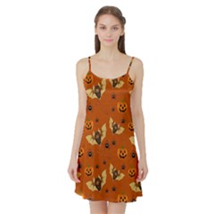 Bat, pumpkin and spider pattern Satin Night Slip