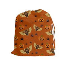 Bat, pumpkin and spider pattern Drawstring Pouches (Extra Large)