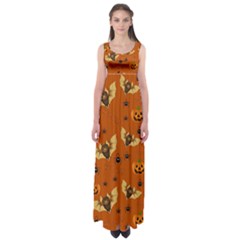 Bat, pumpkin and spider pattern Empire Waist Maxi Dress