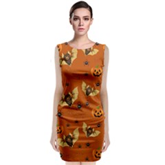 Bat, pumpkin and spider pattern Classic Sleeveless Midi Dress