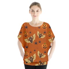 Bat, pumpkin and spider pattern Blouse