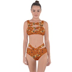 Bat, pumpkin and spider pattern Bandaged Up Bikini Set 