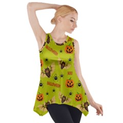 Bat, pumpkin and spider pattern Side Drop Tank Tunic