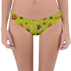 Bat, pumpkin and spider pattern Reversible Hipster Bikini Bottoms