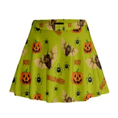 Bat, pumpkin and spider pattern Mini Flare Skirt