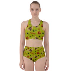 Bat, pumpkin and spider pattern Racer Back Bikini Set