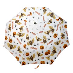 Bat, Pumpkin And Spider Pattern Folding Umbrellas by Valentinaart