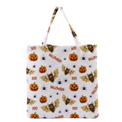 Bat, Pumpkin And Spider Pattern Grocery Tote Bag by Valentinaart