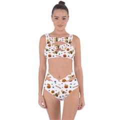 Bat, Pumpkin And Spider Pattern Bandaged Up Bikini Set  by Valentinaart