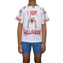 I Just Love Halloween Kids  Short Sleeve Swimwear by Valentinaart