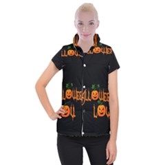 Halloween Women s Button Up Puffer Vest by Valentinaart