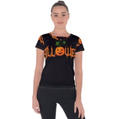 Halloween Short Sleeve Sports Top  by Valentinaart