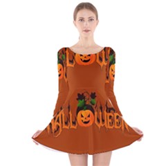 Halloween Long Sleeve Velvet Skater Dress by Valentinaart