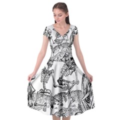 Skeletons - Halloween Cap Sleeve Wrap Front Dress by Valentinaart