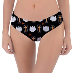 Ghost And Chest Halloween Pattern Reversible Classic Bikini Bottoms by Valentinaart