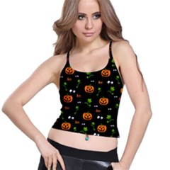 Pumpkins - Halloween Pattern Spaghetti Strap Bra Top by Valentinaart