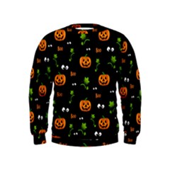 Pumpkins - Halloween Pattern Kids  Sweatshirt by Valentinaart