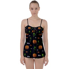 Pumpkins - Halloween Pattern Babydoll Tankini Set by Valentinaart