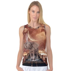 Cute Baby Elephant On A Jetty Women s Basketball Tank Top by FantasyWorld7