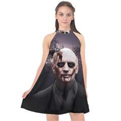 Zombie Halter Neckline Chiffon Dress  by Valentinaart