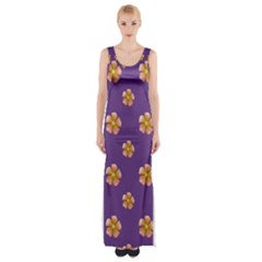 Ditsy Floral Pattern Design Maxi Thigh Split Dress by dflcprints