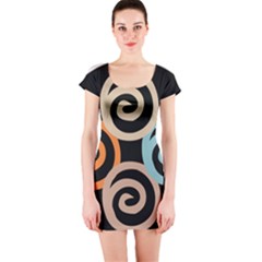 Abroad Spines Circle Short Sleeve Bodycon Dress