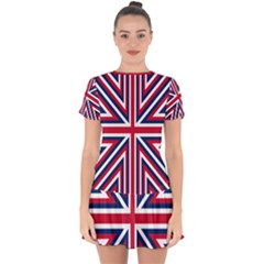 Alternatively Mega British America Drop Hem Mini Chiffon Dress by Mariart