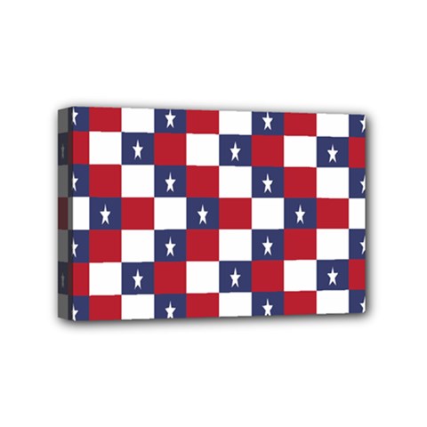 American Flag Star White Red Blue Mini Canvas 6  X 4 