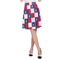 American Flag Star White Red Blue A-line Skirt