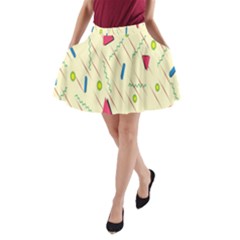 Background  With Lines Triangles A-line Pocket Skirt